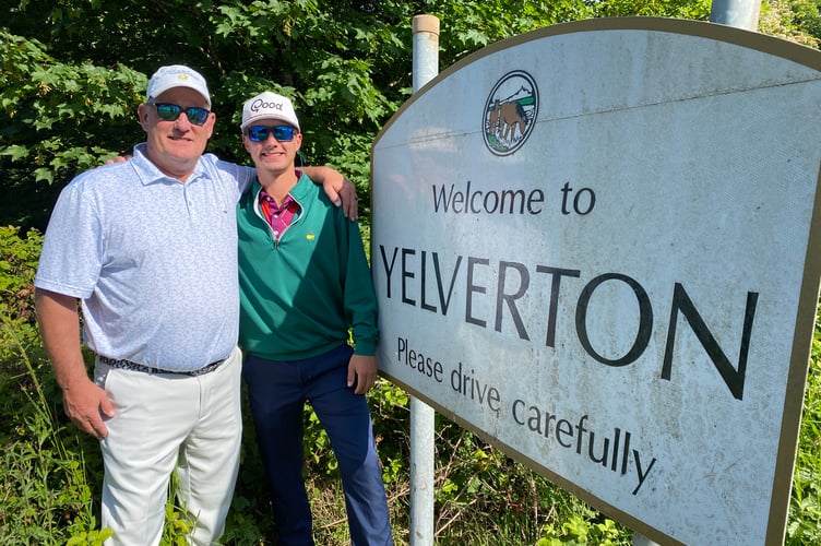 Father and son Mike and Devon Yelverton at their namesake village Yelverton.