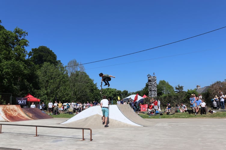 Blue skies over the Skatepark as competitions grew large crowds.