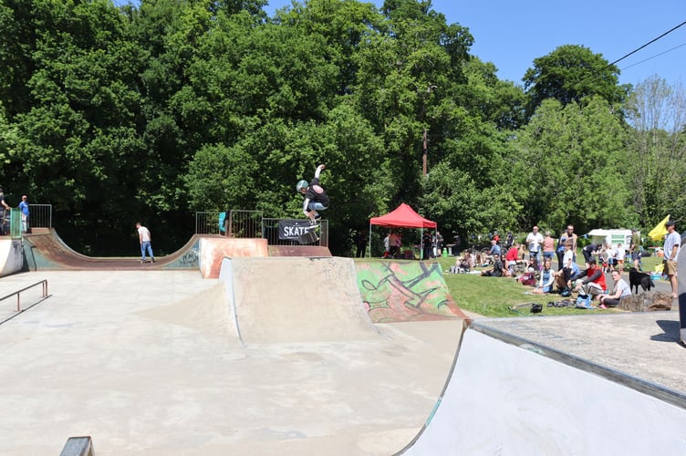 A skateboarder mid-air during the event.