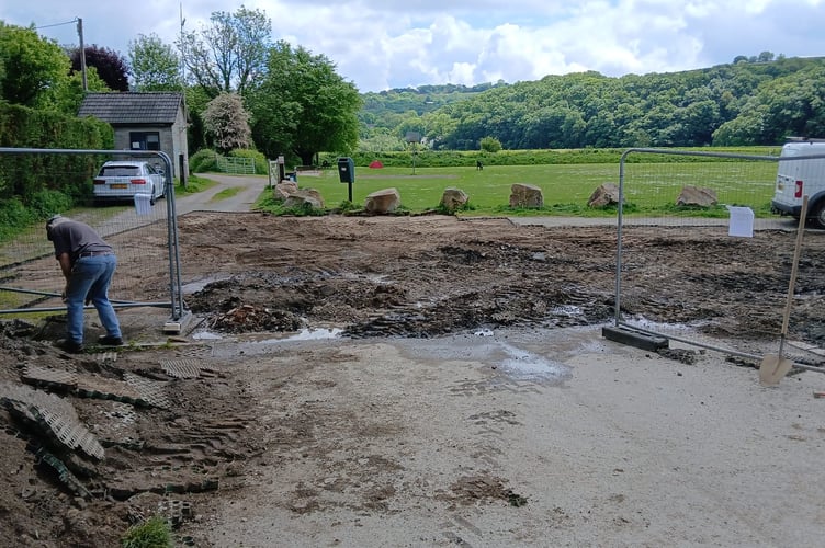 The community group worked on the project all week digging up a large section of the car park and refilling with 100 tonnes of stone. (Picture: Calstock Parish Council)