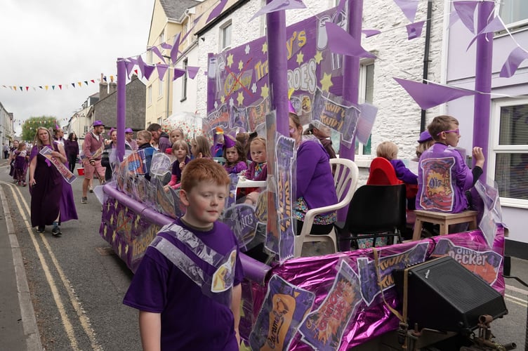 Bere Alston Carnival - Tracey's Childminders 'Chocolate Heroes'. Picture by Ann Parsons.