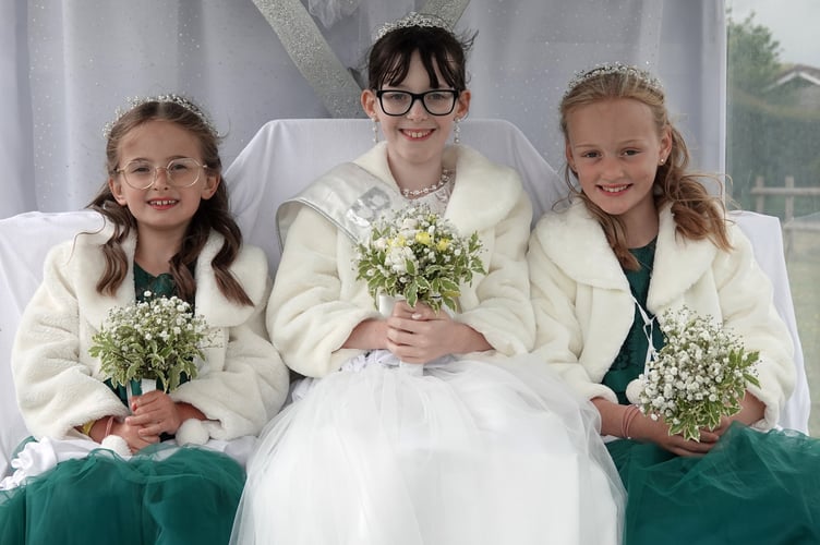 Bere Alston Carnival - carnival queen Josephine Harte-Latremouille and attendants Amber Perkin and Emily Phillips. Picture by Ann Parsons.