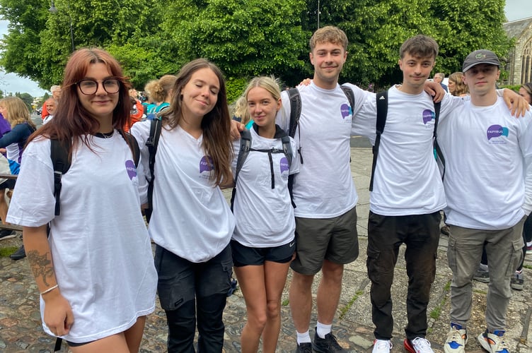 The suicide prevention charity Papyrus walk from Tavistock in memory of Darcy Hollinson included her friends Casse Tate, Connie Ballard and Sasha Baldwin and her boyfriend Luke Cressy(fourth left