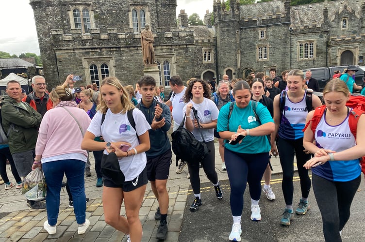 More than 100 people joined the Papyrus charity suicide prevention charity walk from Tavistock's Bedford Square in memory of Darcy Hollinson on Sunday (May 25).