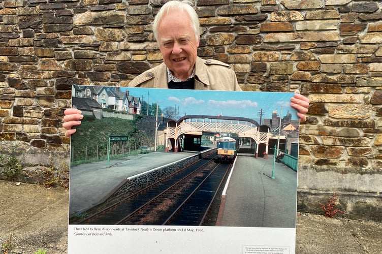Tavy Rail campaigner Richard Searight with a photo of the former Tavistock North Down railway station in 1968 before closure. 