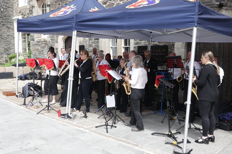 Live music by the Soxophonics at Tavistock Garden Festival. Picture by Chris Cottrell.