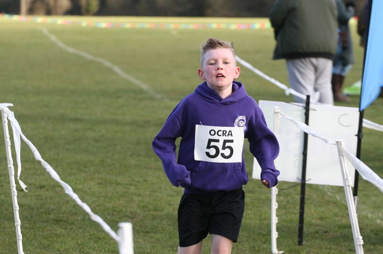 A sprint finish at West Devon Primary Schools Cross Country.