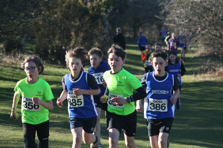 Meavy and Whitchurch primary schools jostle for position at the West Devon Primary Schools Cross Count