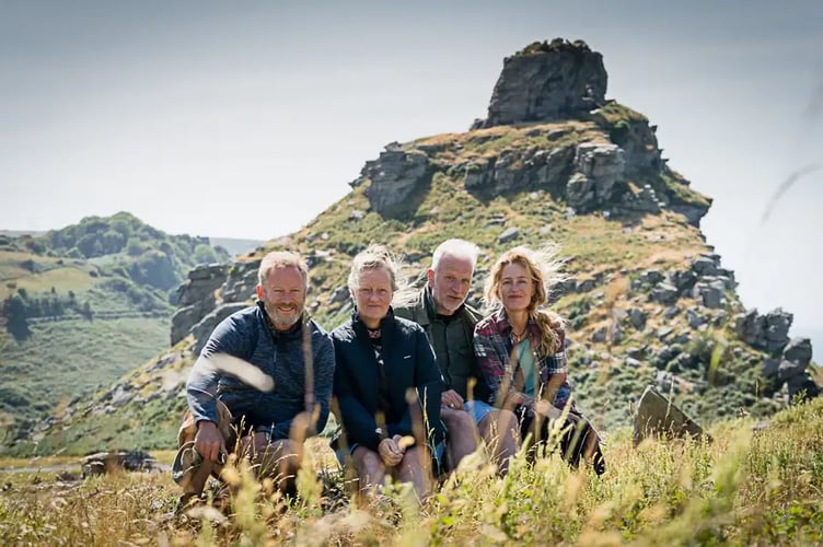 Salt Path film location with Jason Isaac, Ray, Moth and Gillian Anderson. Picture by Steve Tanner (Black Bear).