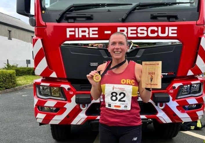 Joanne Page, of Okehampton Running Club was first lady in the Princetown Firefighters Charity 10km