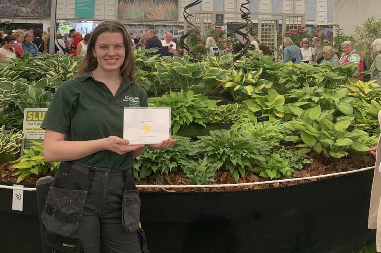 Felicity with the gold medal at the 2025 Chelsea Flower Show.