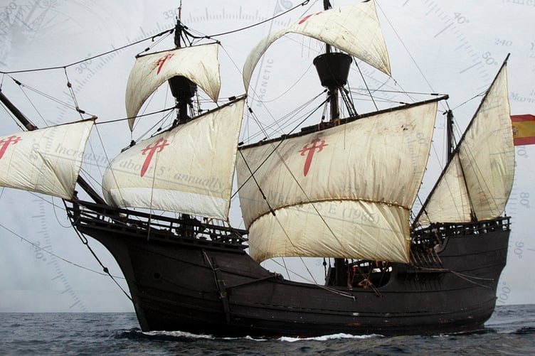 The sailing ship Santa Maria is offering trip at Plymouth.