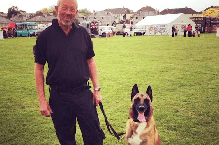 Retired Police Dog Blaze with handler Steve Wayne