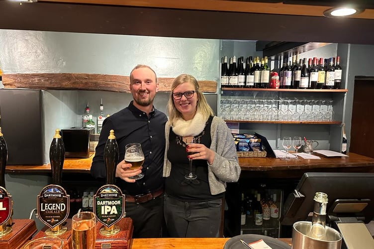 Richard and Kate Grasske  at the Old Thatch pub, Cheriton Bishop. 