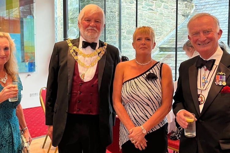 TASS gala dinenr guests Mayor Cllr Steve Hipsey, TASS manager Deb XX and  and Dep Lord Lieutenant Adm XX