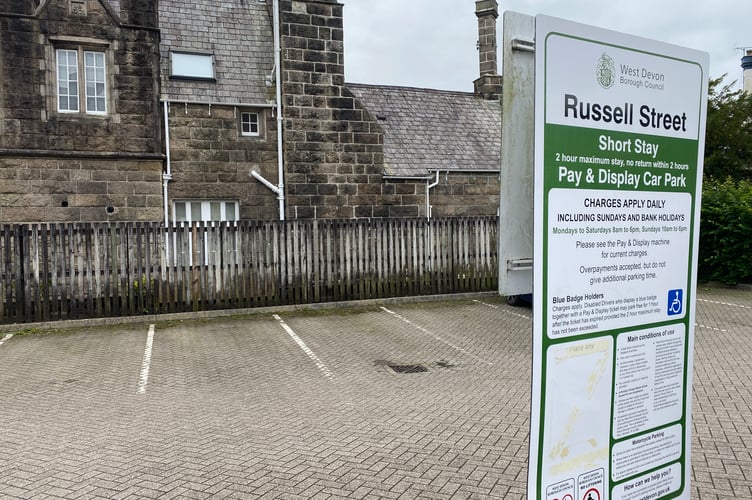 Russell Street Car Park, Tavistock, where a man was found seriously injured early Sunday morning.