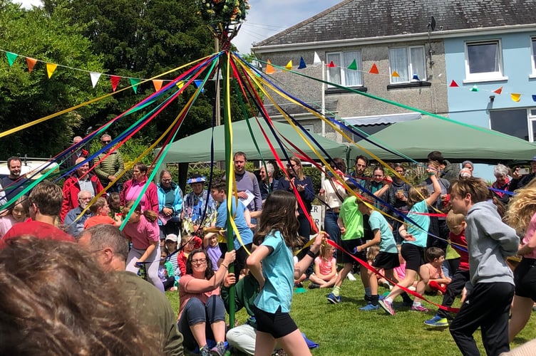 Meavy Oak Fair maypole dancers from the village school