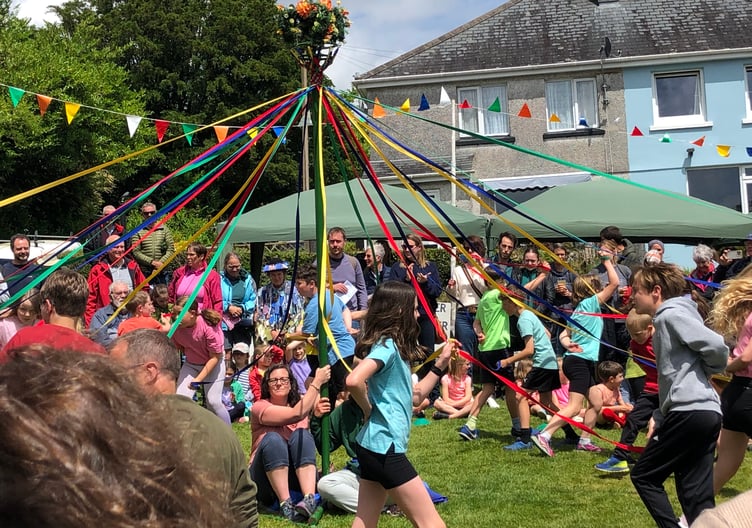 Meavy Oak Fair maypole dancers from the village school