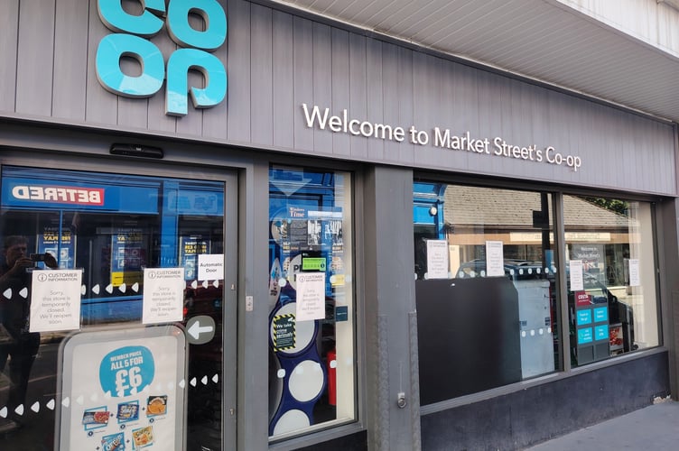 Tavistock's Market Street Co-op store is close today due to a fire.