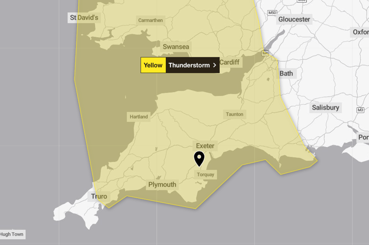 The warning comes into force at midnight and lasts until 1pm on Thursday, June 12