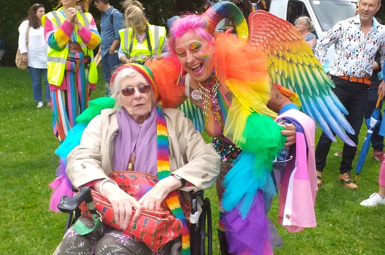 Mary Thompson at the first Tavistock Pride event several years ago.