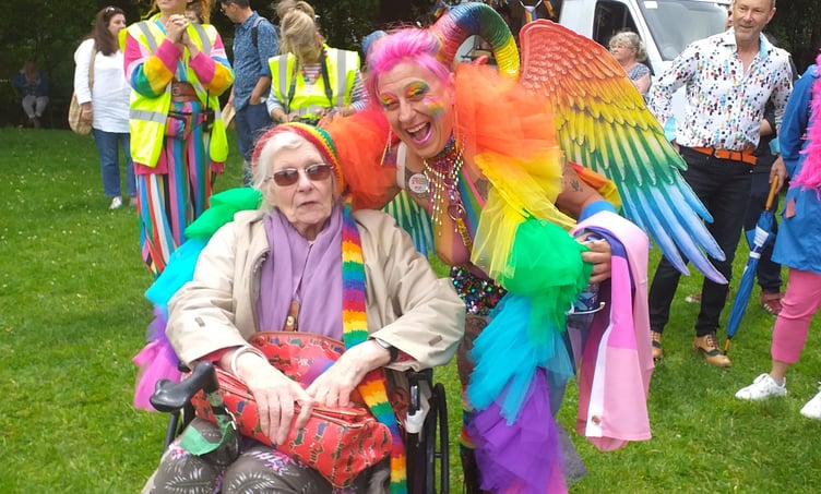 Mary Thompson at the first Tavistock Pride event several years ago.