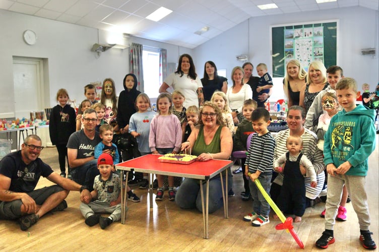Staff, children and parents who went along to the 50th anniversary party at Bow Village Hall