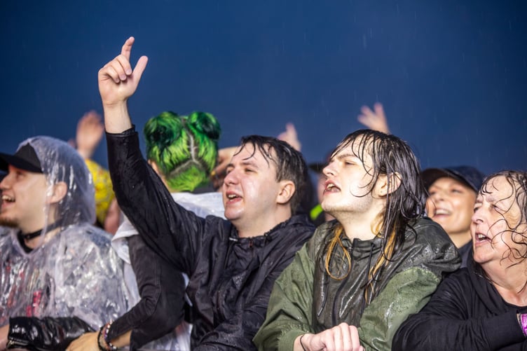 Spirits were high on day two of this weekend's Plymouth Summer Sessions on the Hoe with headliners Pendulum playing through the rain.  Picture by Anna Leader.