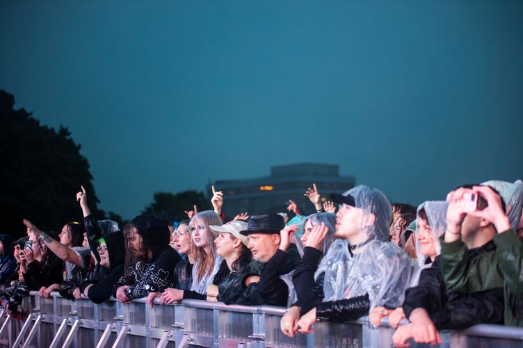 Nothing dampened the spirits of the faithful at Pendulum's live show on Plymouth Hoe. Picture by Anna Leader.