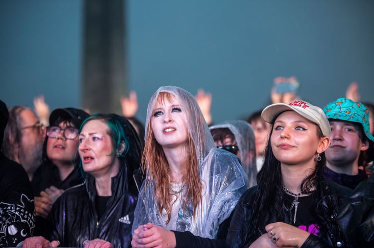 Wet but happy on Plymouth Hoe yesterday at the Pendulum gig as part of this weekend's Summer Sessions. Picture by Anna Leader.