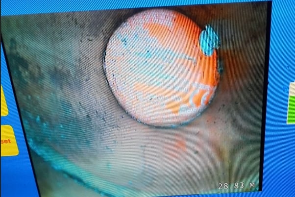 This fully inflated swimming armband was found in a Brixham sewer pipe blocking it completely. (Picture: South West Water)