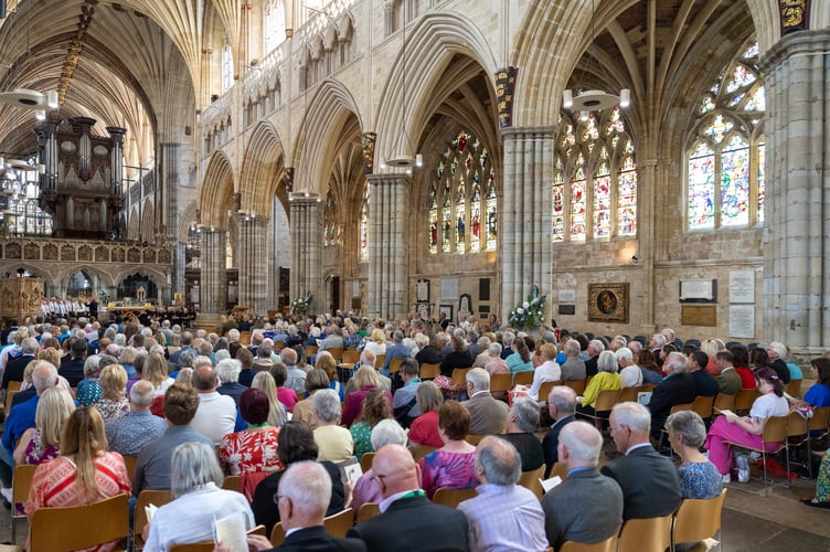 Exeter Cathedral was packed for Eddie Farwell's memorial service. Picture: Drew McDonald Photography.