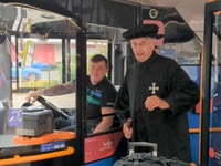 'Brother on a bus' visits Devon