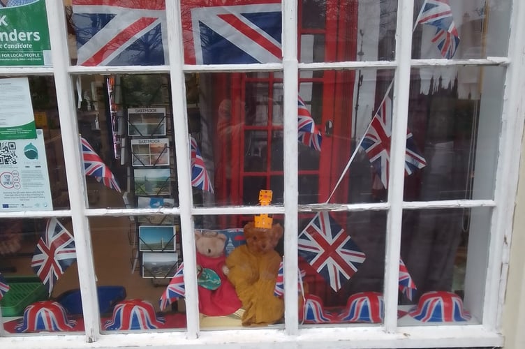 Princetown PO shop window decoration.