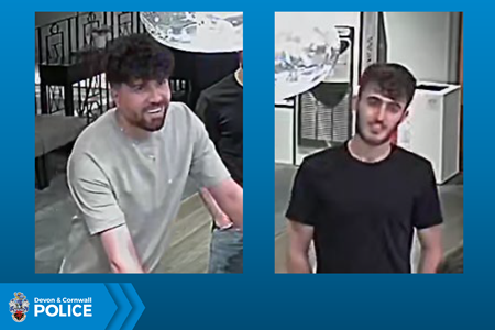 Police are appealing for the public' help in identifying the two men pictured in connection with a sexual assault of a woman in Plymouth on Sunday, June 2