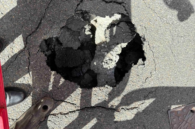 A close up of the sink hole