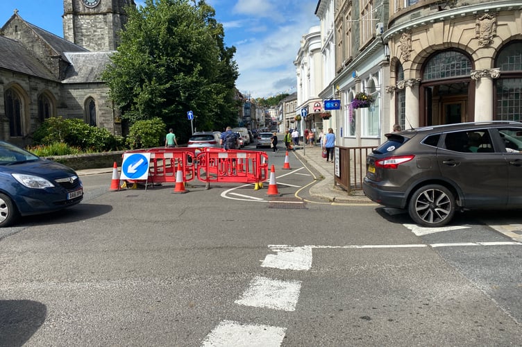 A mystery sinkhole has appeared on West Street Tavistock. The road remains open at its junction with Drake Road and Bedford Square.