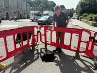 A Tavistock sinkhole has mystified shoppers