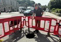 A Tavistock sinkhole has mystified shoppers
