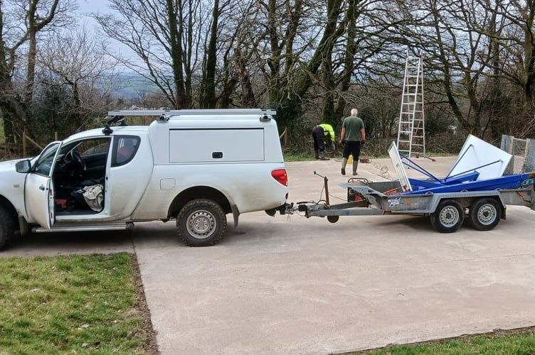 The pick-up truck and trailer that was stolen from a compound in Calstock.