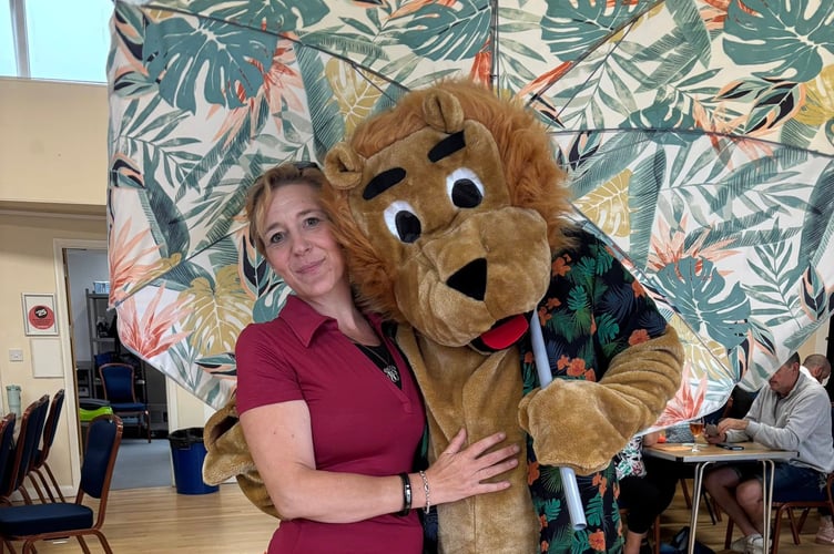 Summer vibes for newly re-elected president of Callington Lions Hayley Patton, pictured with mascot Lenny the Lion at their Summer Bingo event. (Picture: Callington Lions)