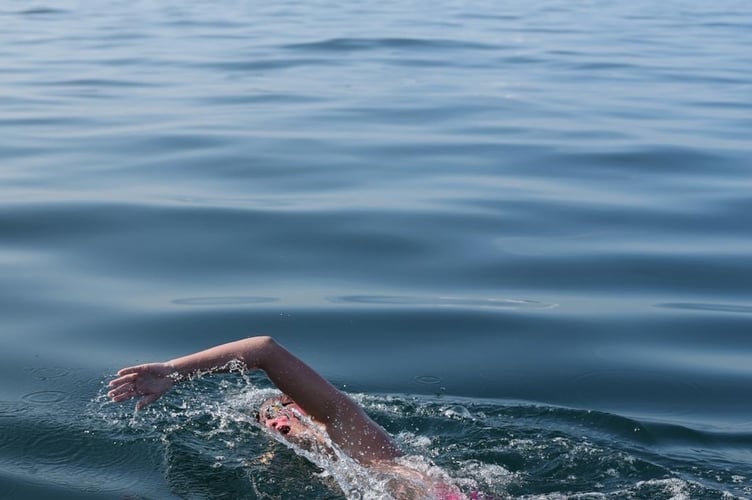 Mount Kelly College Barnaby showing strength on his cross-Channel swim.