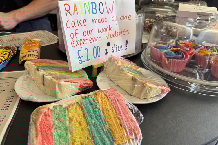 Rainbow cakes made by a work experience student was for sale at the OCRA Pavilion cafe on Okehampton Pride day. AQ 6564