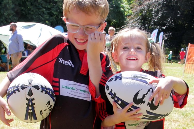 Young rugby learners at Tavistock Lions Fun Day in The Meadows. Picture by Steve Grummitt.