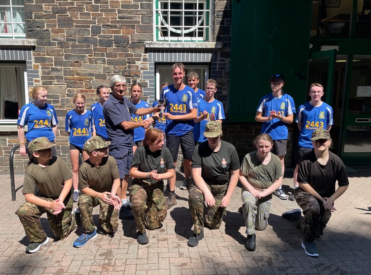 The Okehampton air cadets being presented with their trophy.