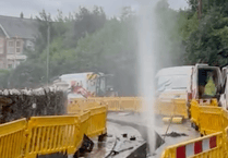 Watch: Water plume in Watts Road, Tavistock during work on gas pipes