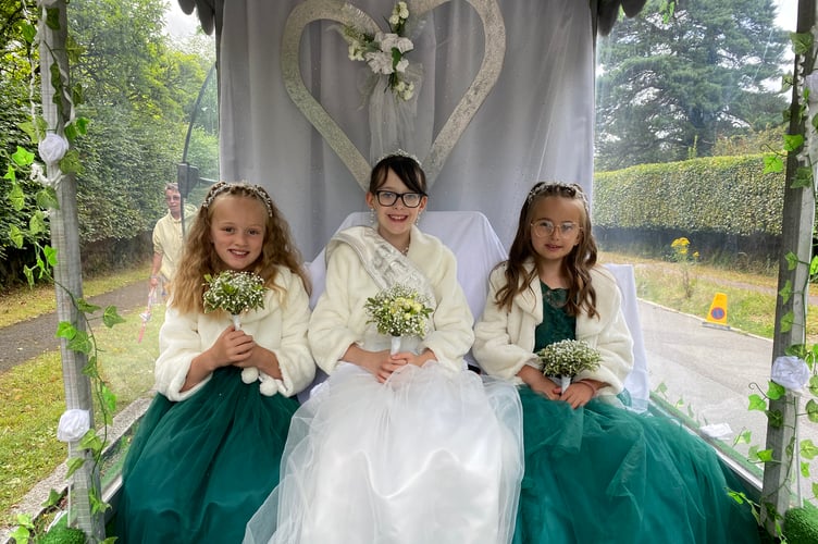 Bere Alston Carnival Queen and princesses at Tavistock Carnival.