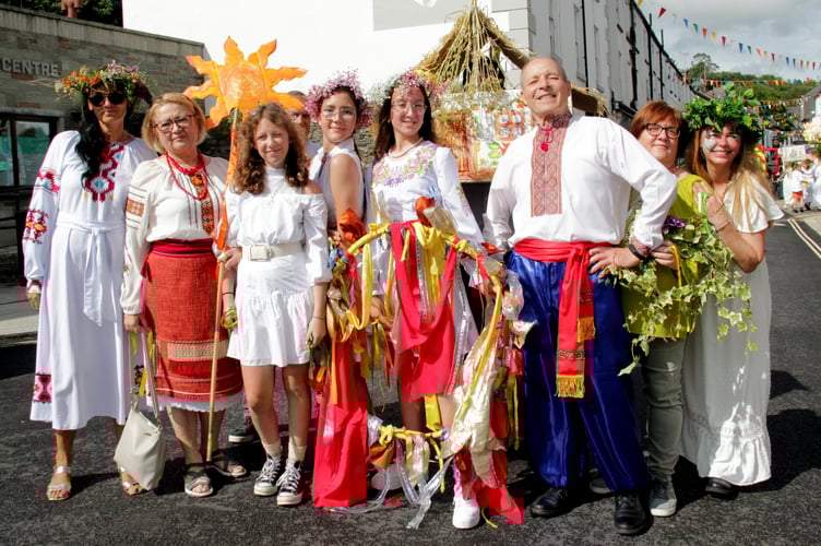 The Ukrainians at Tavistock Carnival, wearing folk dress from their country. Picture: Steve Grummitt.