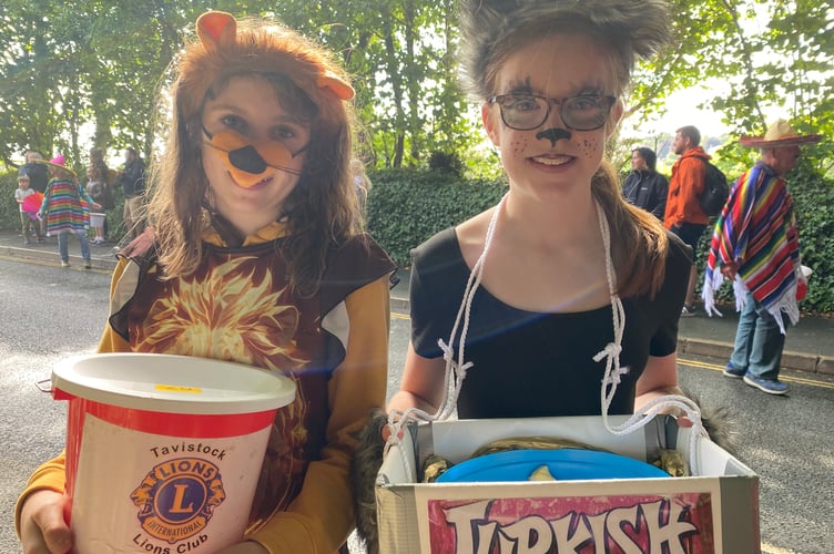 Tavistock Carnival collectors in feline costume.