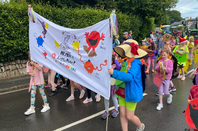 Horrabridge School won a prize for their Mr Men entry at Tavistock Carnival.